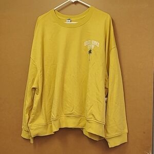 Old Navy Yellow Good Vibes Crew Sweatshirt
